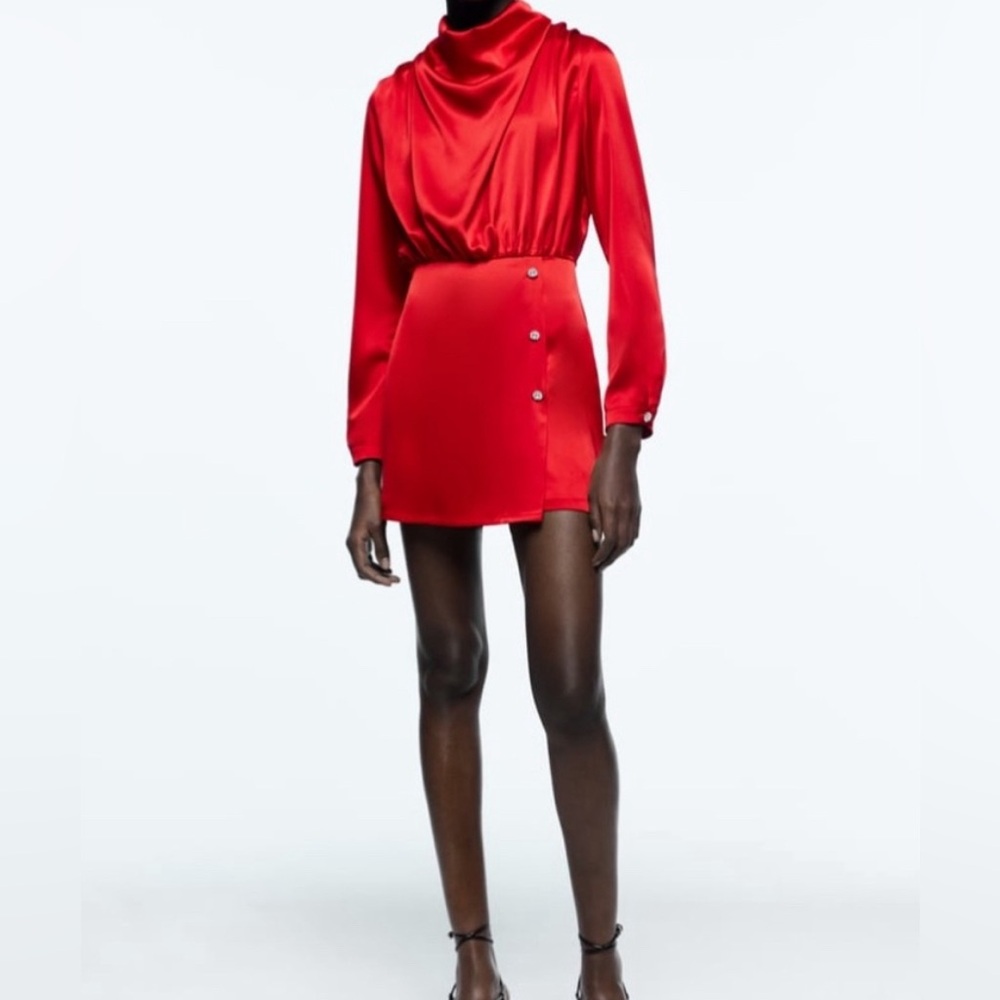 Beautiful red Zara Romper with long sleeves